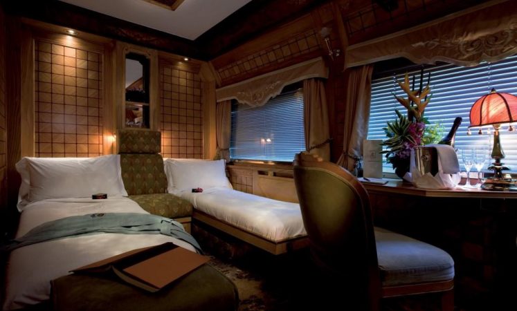 The cabins onboard the luxury train Eastern & Oriental Express run by Belmond, from Bangkok to Singapore