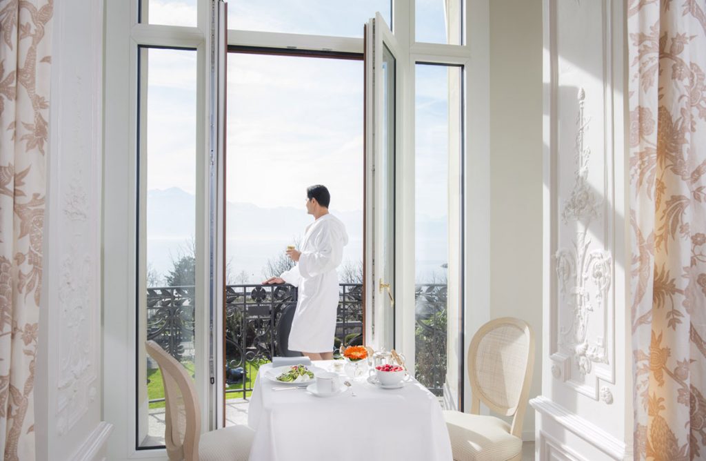 Private terrace of the junior suite of the Beau Rivage Palace Lausanne