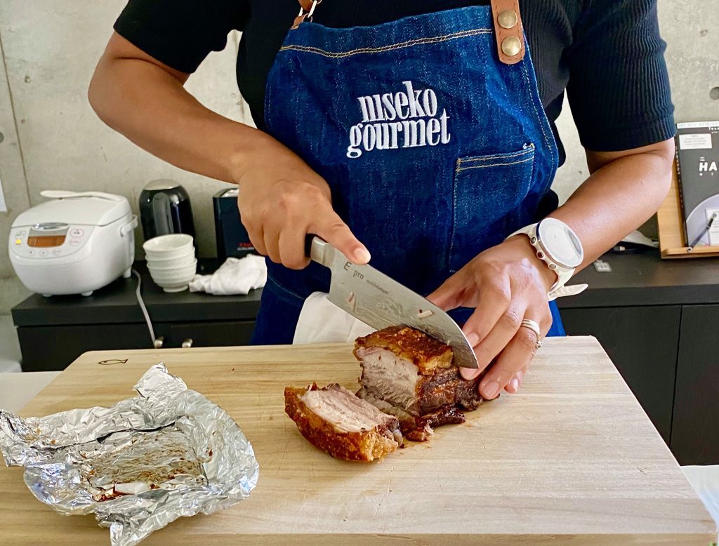 Roast pork by Niseko Gourmet for breakfast at the Mizunara Villa of Elite Havens in Hokkaido