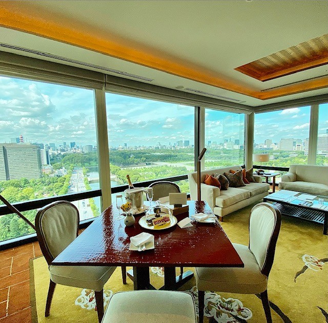 Best views of the Imperial Palace from the deluxe corner suite of the Peninsula Tokyo