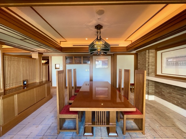 Dining room of the Frank Lloyd Wright Suite of the Imperial Hotel in Tokyo