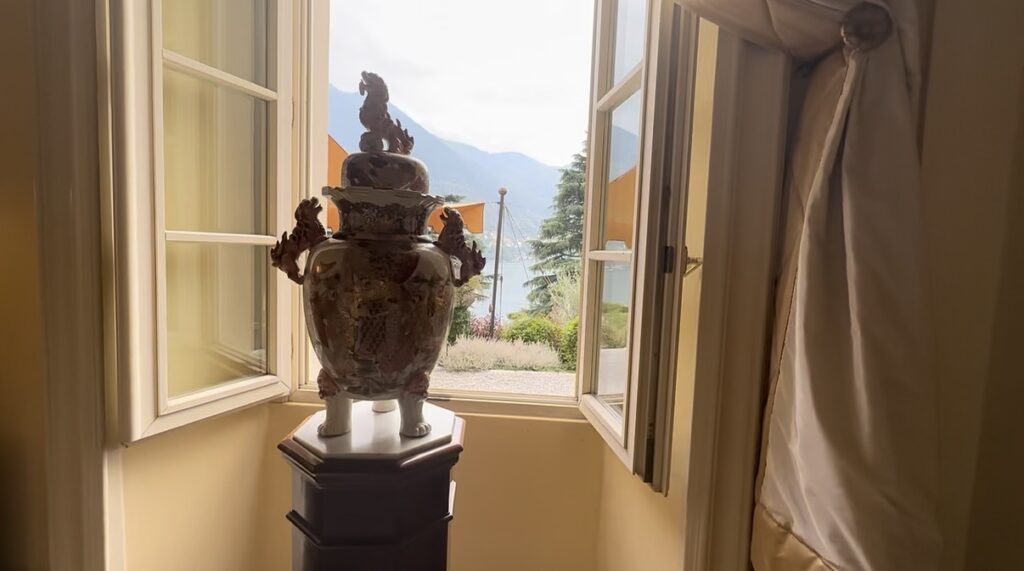 Lake Como view from inside Passalacqua luxury hotel in Moltrasio