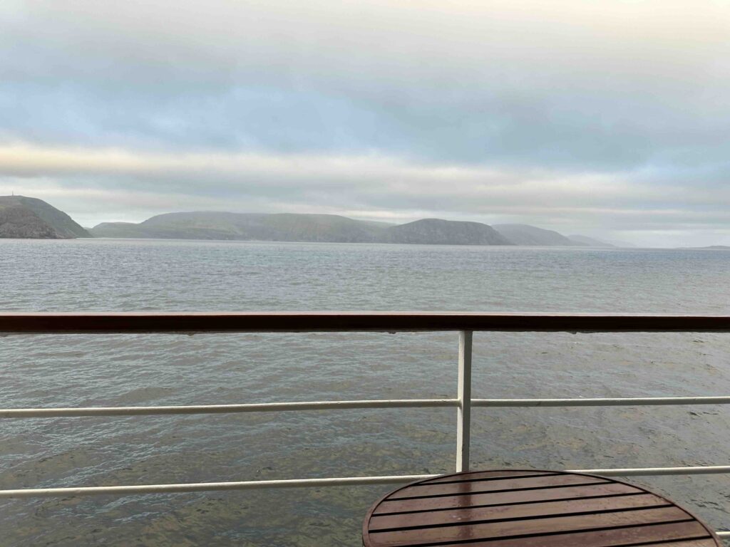 Cruise passengers arrived in the North Cape of Norway for a King Crab safari adventure amidst cloudy weather