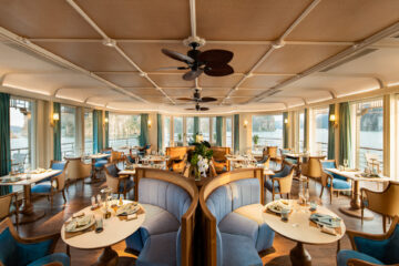 Bhaya Soul restaurant interior with open water scenery.