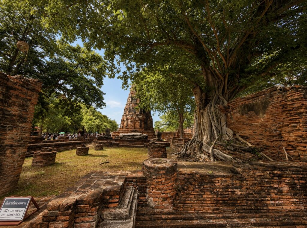 Ancient temple ruins in Ayutthaya, Thailand, visited during the Loy Dream cruise from Bangkok